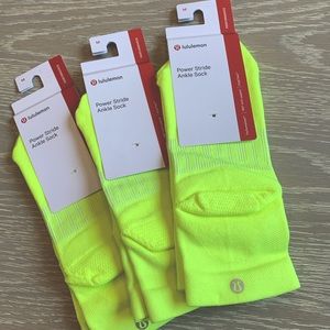 3 Pair SZ. M Womens Lululemon POWER STRIDE ANKLE SOCKS BNWT